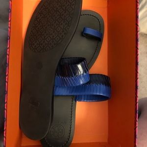 Tory Burch Shoes - Tory Burch Neptune woven blue/black slide sandal Tory Burch Shoes - Tory Burch Neptune woven blue/black slide sandal